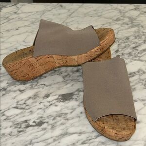 DKNY Taupe Cork Wedge Sandals